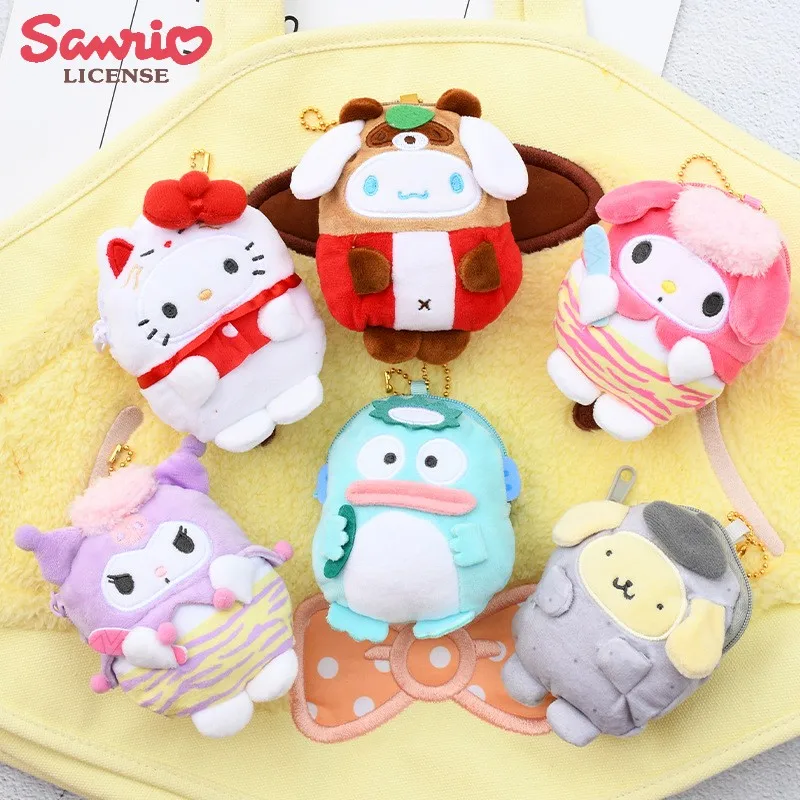 Sanurgente-Sac de rangement en peluche, porte-monnaie, jouet beurre, porte-clés Hello Kitty Kuromi, matériau en coton PP rempli, cadeau pendentif Halloween, 10cm