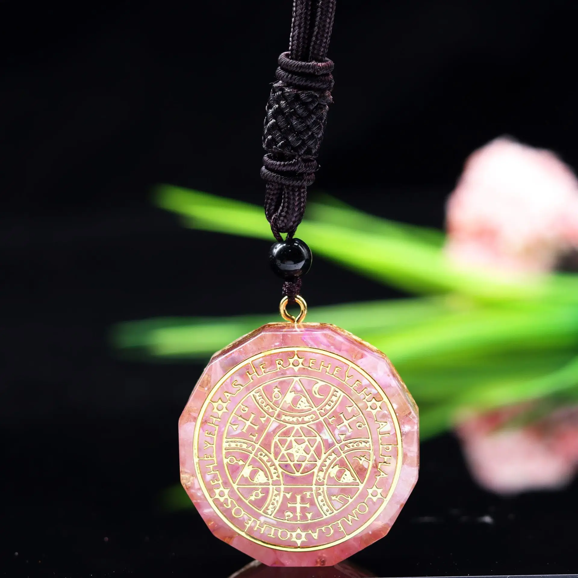 Pingente de cristal floral vintage rosa para senhoras, Chakra Natural, Jóias Meditação Energética, colar viajante, pingente casual