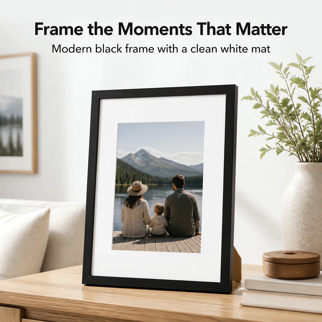 21.5x27.9 cm Picture Frame Set 8.5x11 Inch Wooden Photo Frames Black Natural Wood Dark Brown Wall Mount Tabletop Display Home Art Decor