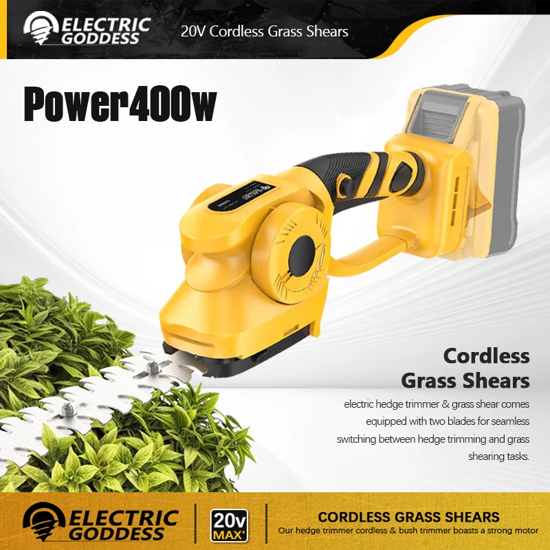 Electric Goddess Brushless For Dewalt 20V Battery 2 in 1 Cordless Grass Shears Garden Trimmer Rechargeable Power Tool