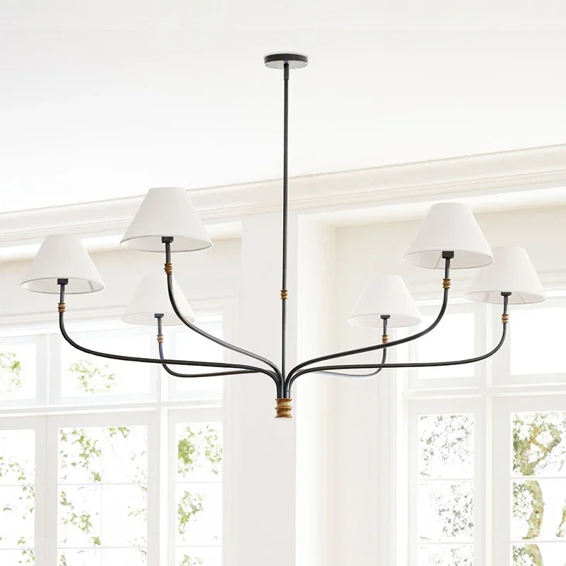 

Modern Simple Ceiling Chandelier Rural with Fabric Led Light Salon Home Decoration Living Room Dining Table Bedroom Pendant Lamp