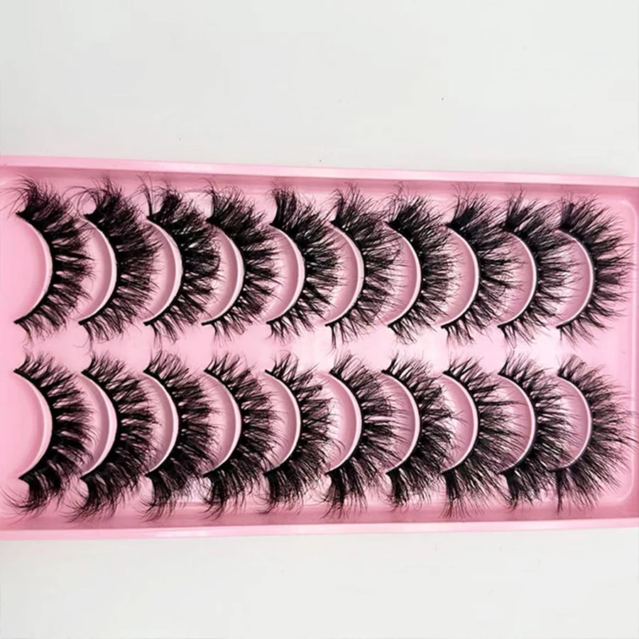 10ペアのつけまつげ 8D 超厚ふわふわまつげ キャットアイ効果 ふわふわで鮮やかなアイライナー用のエクステンデッドメイクアップ