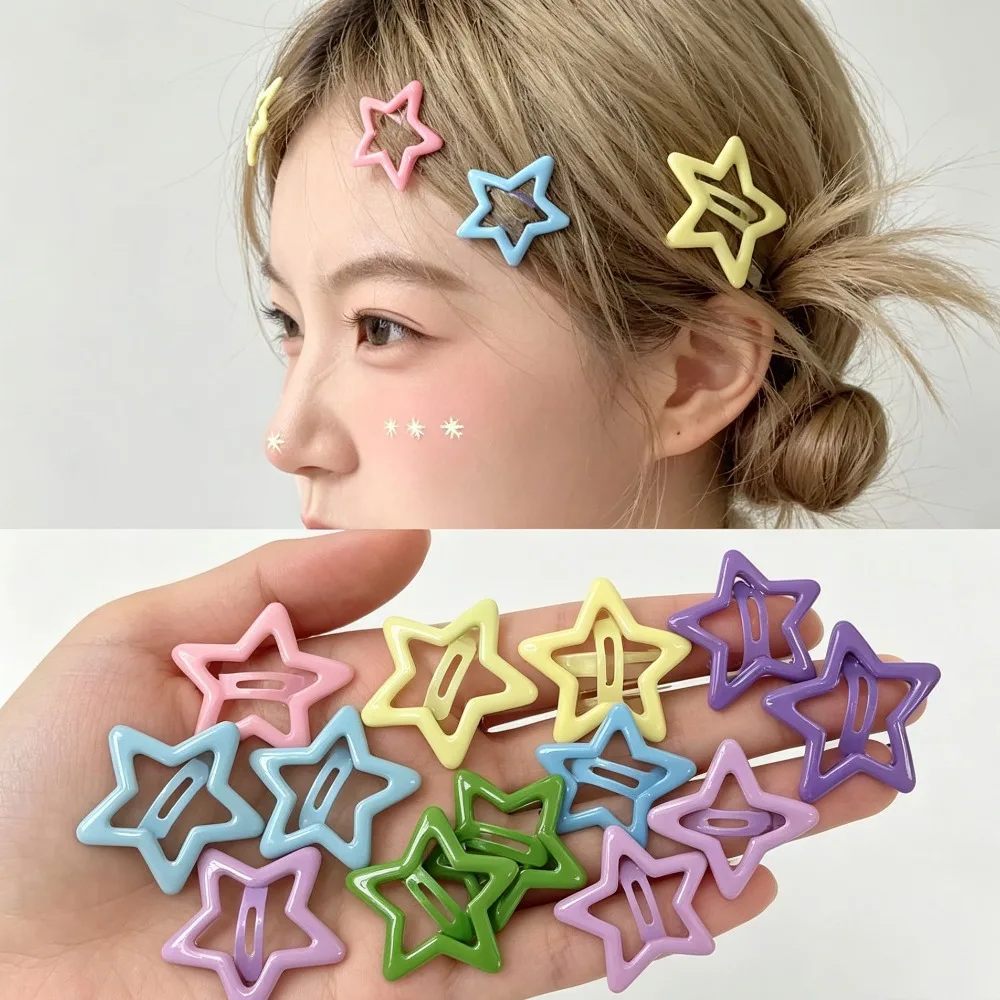 Colorful Kawaii Star Barrettes Y2K Spicy Girls Solid Star BB Hairclips Metal Snap Clip Hair Jewelry Headdress Wholesale Gifts