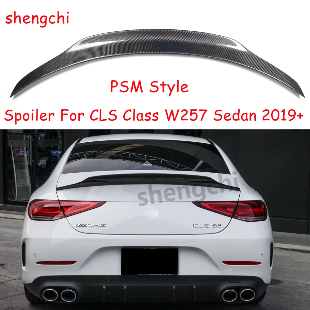 C257 PSM Style FRP / Carbon Fiber Rear Trunk Spoiler For Mercedes-Benz CLS Class W257 CLS53 CLS260 CLS350 CLS450 2019+