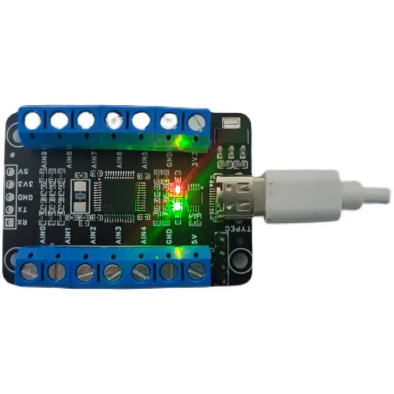 TYPEC Interface: 10 Channels, 12-bit ADC Sampling Module, Data Acquisition, Serial Output, Open Source