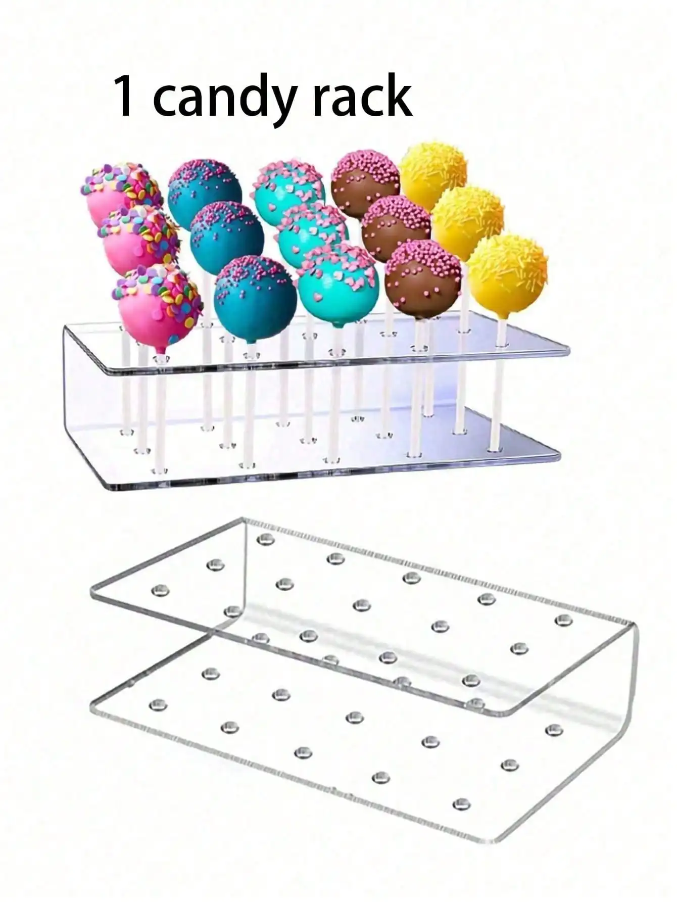 1PC 15 Hole Cake Pop Stand Candy Display Acrylic Stand Clear Durable Candy Stand Baby Shower Wedding Party Birthday Dessert Plac