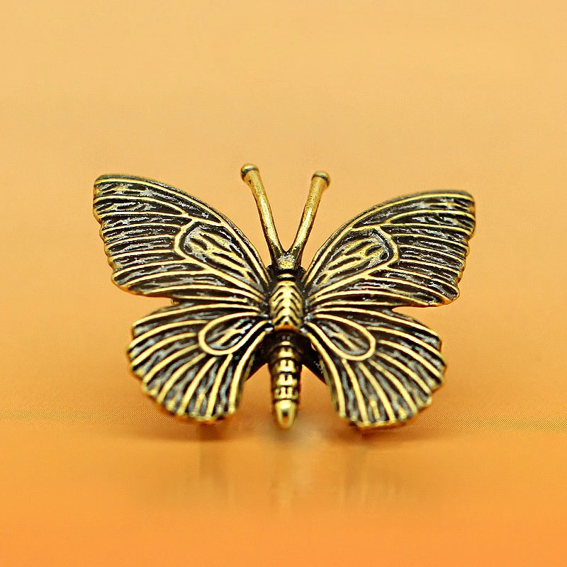

Solid Pure Brass Butterfly Figurines Miniatures Desktop Ornament Antique Copper Insect Statue Home Decoration Craft Accessories