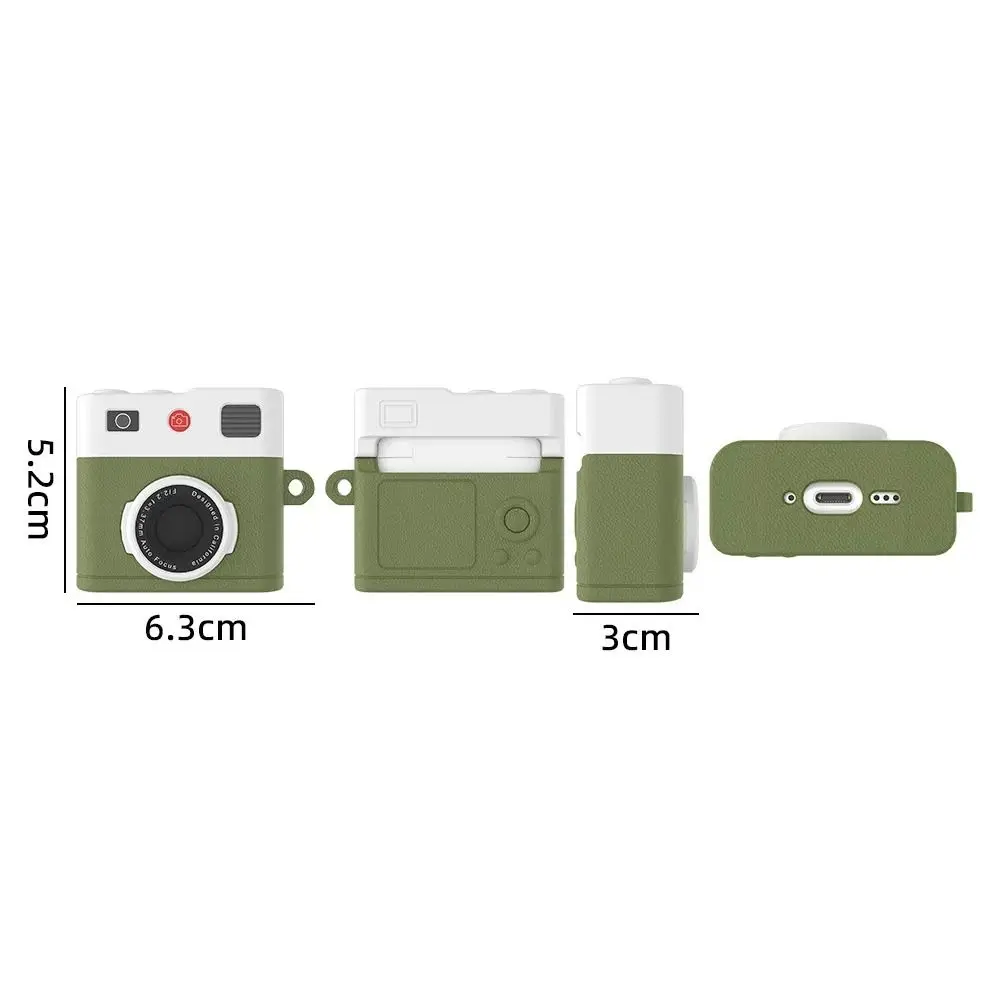 Custodia protettiva in silicone 3D con portachiavi Protezione per cuffie Forma per fotocamera retrò Accessori per auricolari Cover Shell per AirPods 4