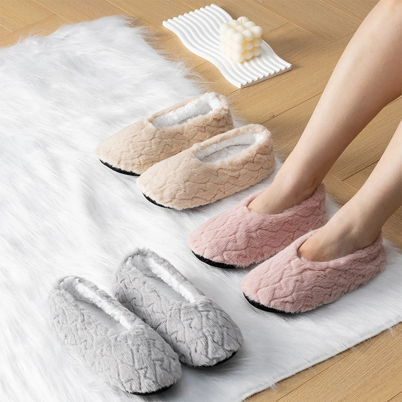 Women's Warm Floor Socks Fall Winter Home Non Slip Plush Soft Comfortable Thicken Solid Colour Ladies Indoor Slippers Socks