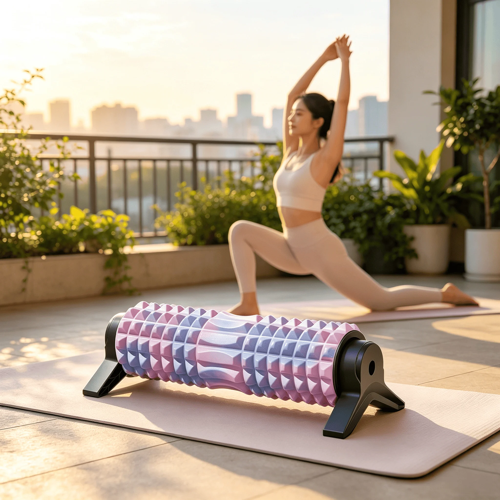 1 pcs Crescent Foam Roller with Triangle Bracket Muscle Massage