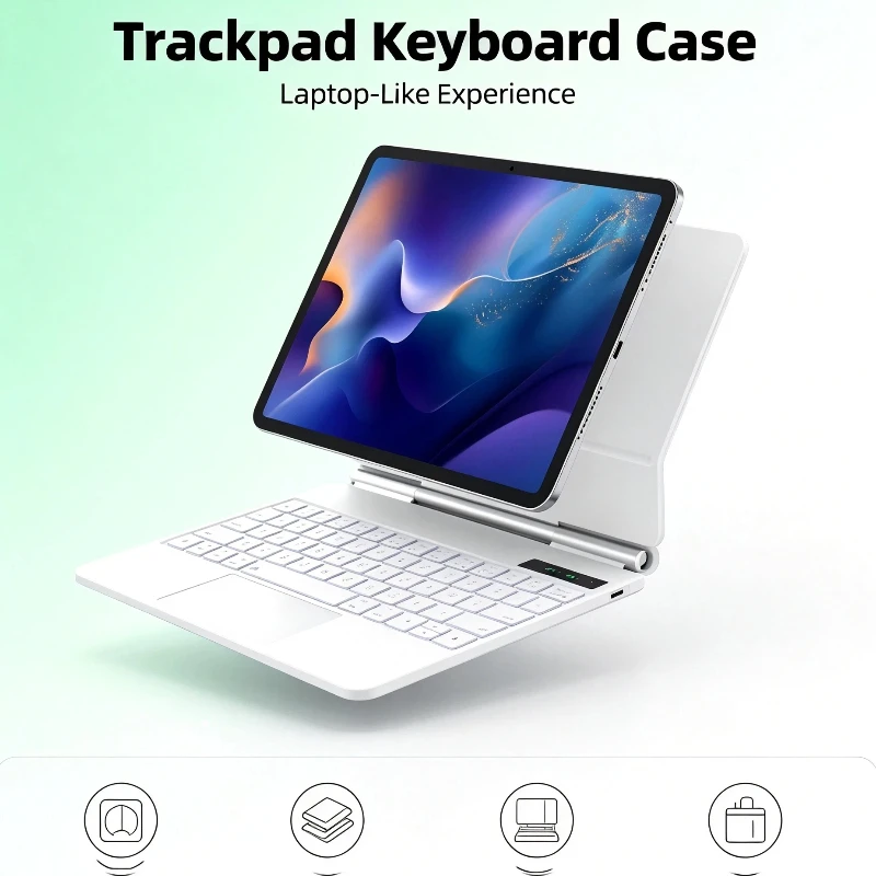 Smart Pogo Pin Keyboard Folio Touch Trackpad for iPad Air 4 Air5 10.9 iPad Air 6 11 iPad Air 11 2025 M3 iPad Pro11 Accessory Cov