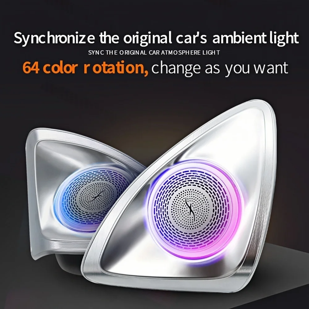 RGB color streamer For Benz Maybach S-Klass W223 S500L 2020+ 64 Color 4D Rotating Tweeter Speaker Horn Ambient light