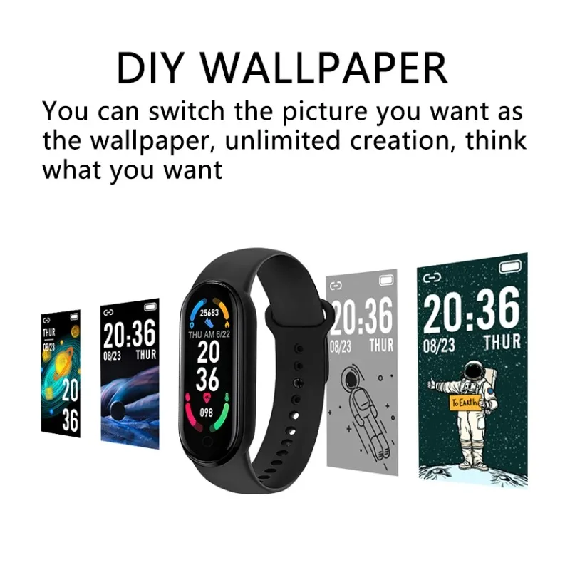 Xiaomi M6 Smartwatch معدل ضربات القلب مراقبة ضغط الدم ساعة ذكية الرجال النساء المقتفي ساعة مقاوم للماء الساعات الرياضية الفرقة
