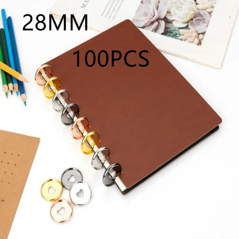 100PCS28MM mirror electroplated plastic binding ring binding buckle loose-leaf notebook mushroom hole binding supplies