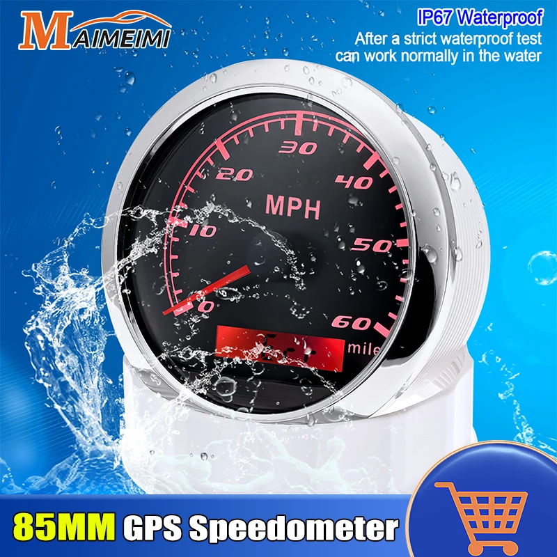 

Universal 85MM GPS Speedometer Waterproof 30/60/200MPH Odometer Mile Speed Gauge with GPS Antenna For Car Boat Marine Motor