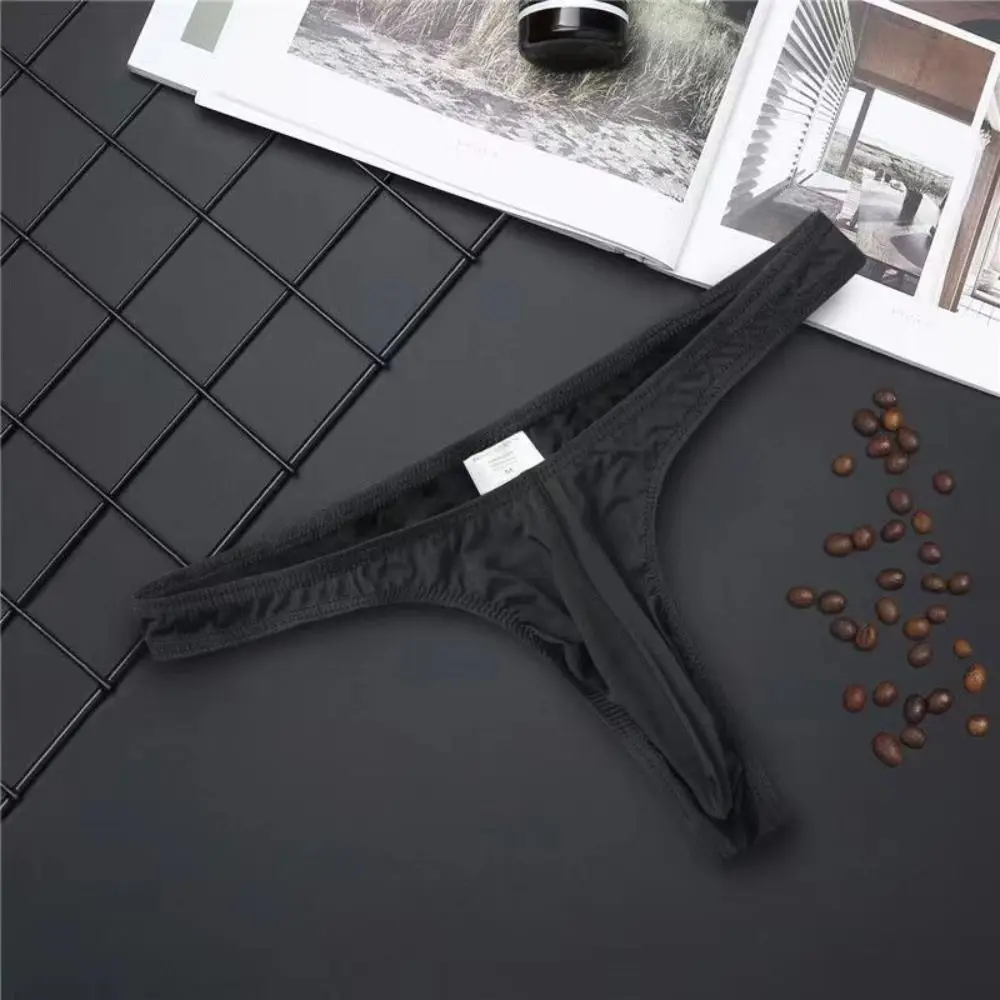 Soft Low Waist Men Thongs Thin Strap Underpants Men's Panties Solid Color T-back Male Briefs Male