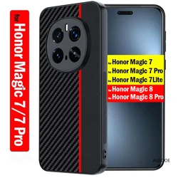Shockproof Funda for Honor Magic 7 8 Pro Magic7 Lite Case Fiber Texture PU-Leather Protection Cover for Honor Magic 7 Capa