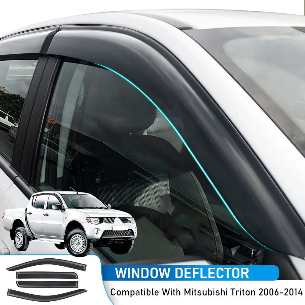 

Wind Visor Window Deflectors for Mitsubishi L200 2006-2014 Mitsubishi Triton Double Cab 4PCS Black Smoke Car Styling