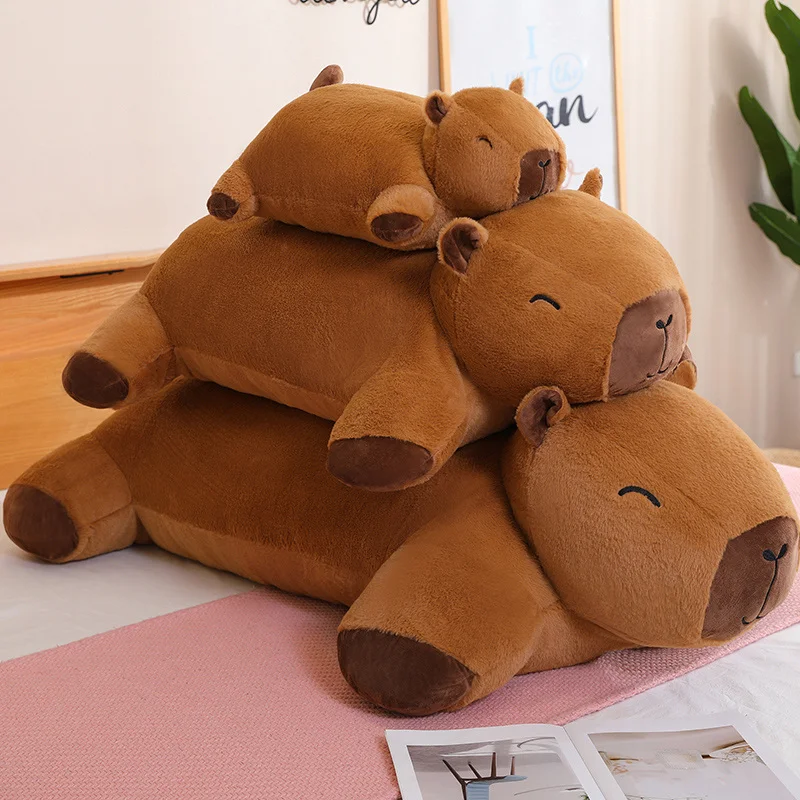 Giant Cute Capybara Plush Doll Floor Mat High Quality Animal Brown Capybara Plush Carpet Home Decor Gift For Boys And Girls