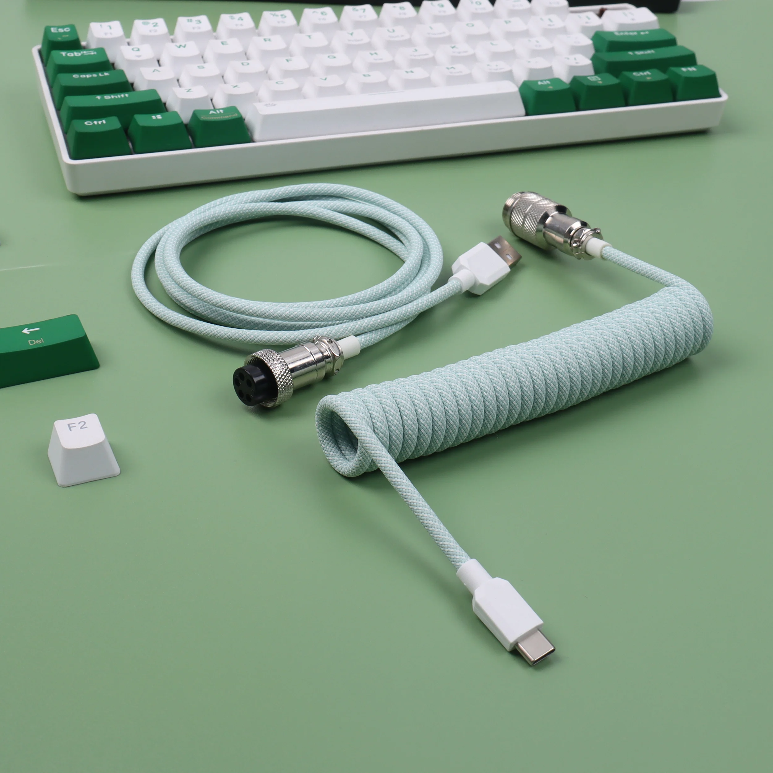 Mechanical Keyboard Data Cable Type-C to USB Cable GX16 Cable Macaron Color Coiled Keyboard Cable