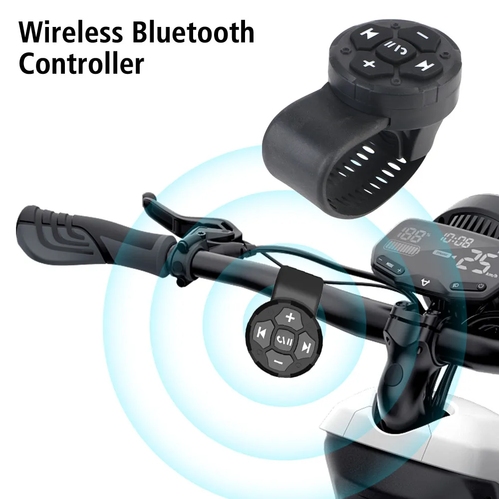 

Wireless Bluetooth 5.3 Steering Wheel Remote Control Motorcycle/Bike Handlebar Media Controller Remote Button Helmet Earphone