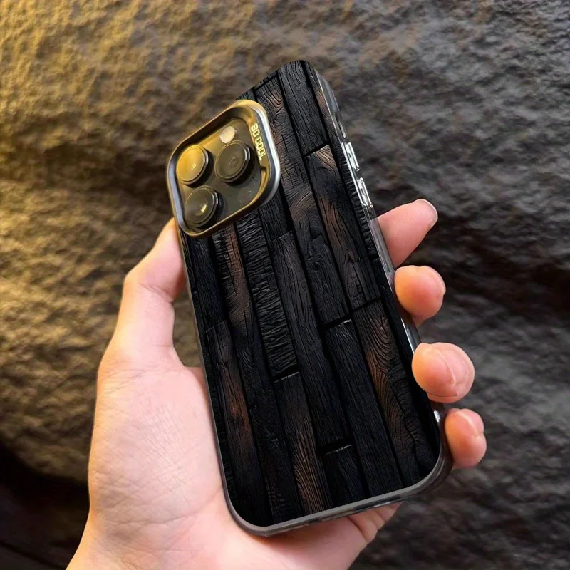 

Carbon black wood grain pattern phone case suitable for iPhone 17 16 15 14 13 12 11 Pro/Max/Plus anti drop and shockproof back c