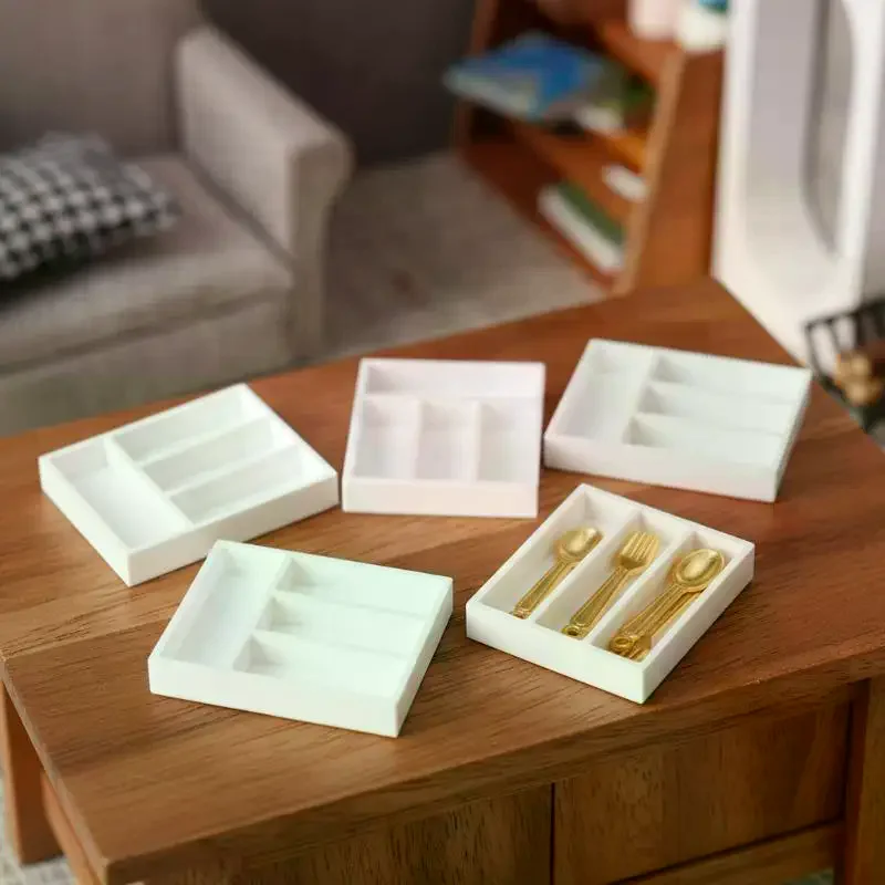 

1/12 storage box, 5-piece toy house tableware and miscellaneous storage tray, table drawer storage box