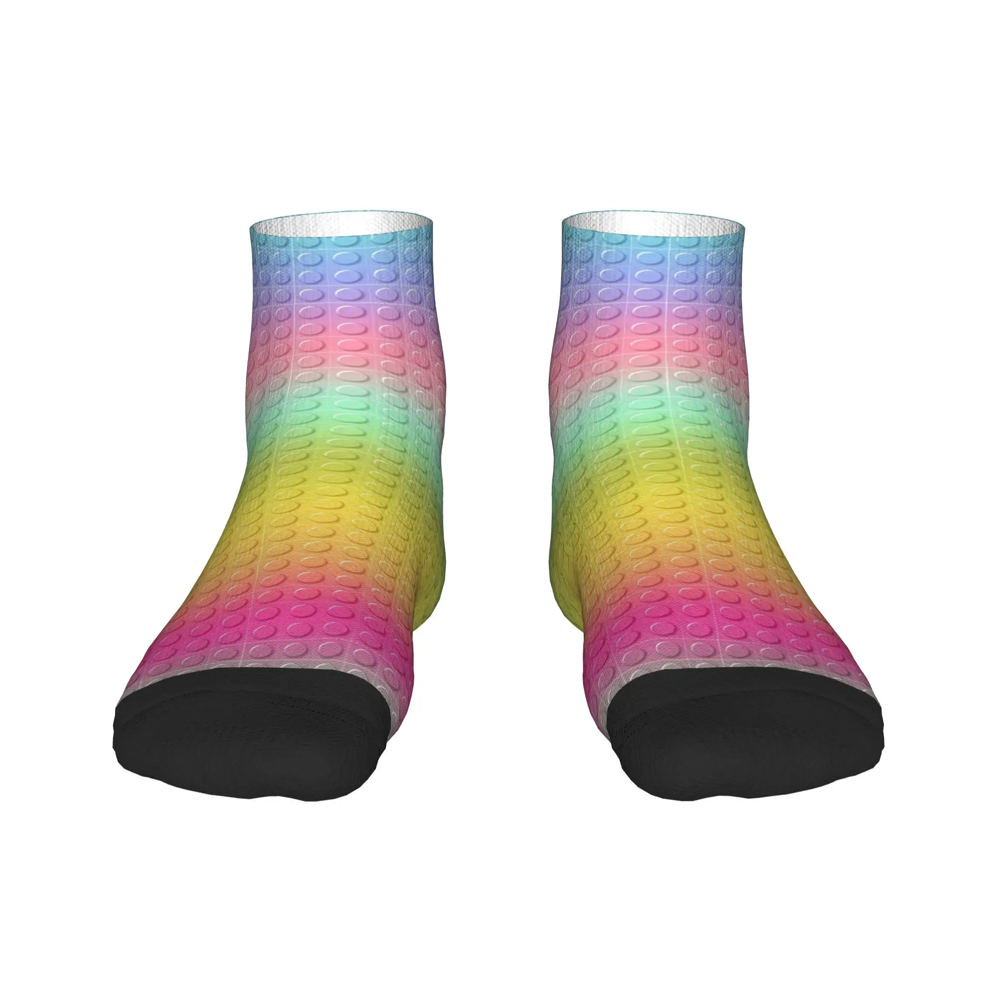 Rainbow Gradient Building Blocks Pattern Socks Summer Ankle Socks Funny Men Comfortable Socks Pattern Running Sports Anti Socks