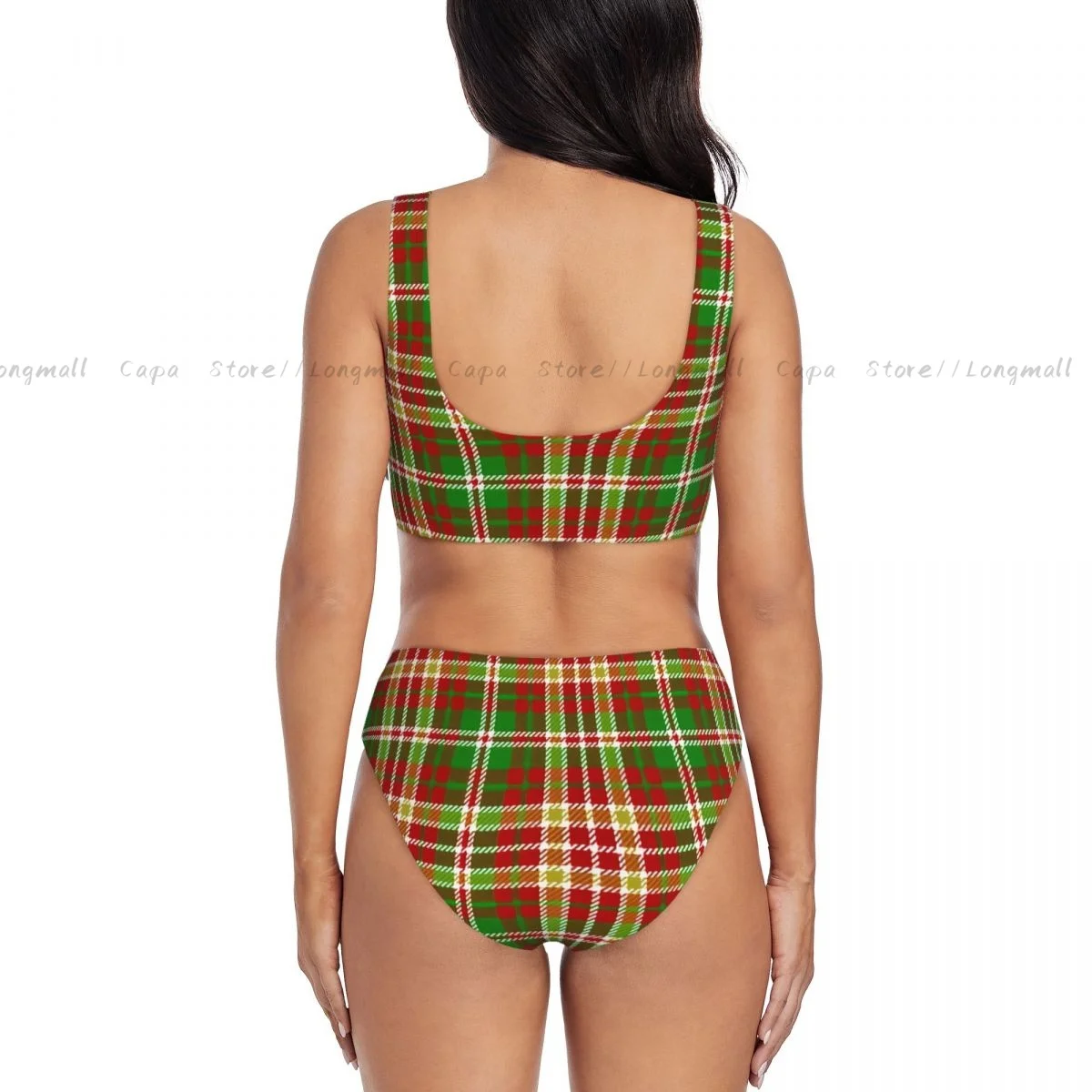 Zomer Dames V-hals Bikini Set Tartan Plaid Patroon Badmode Vrouwelijke 2-delige strandbadpak Badpak