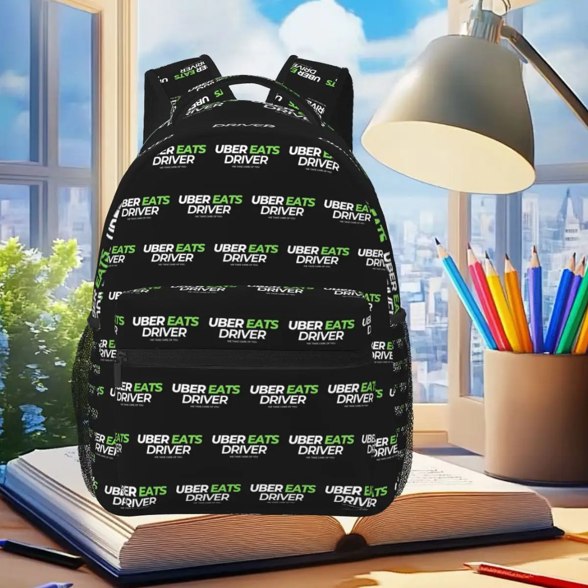 Uber Eats Driver Logo Food Delivery Driver Backpack Student Boys Girls BookBag School Bag Computer Shoulder Bags for Men Women