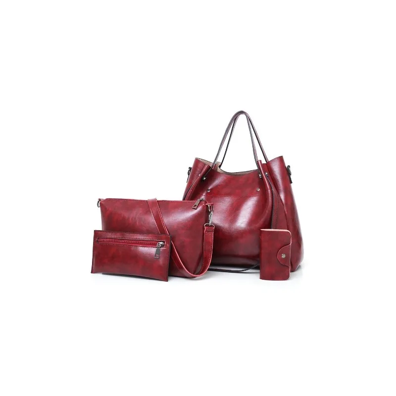 Women's bag, ladies' new retro four piece set, mother bag, large capacity single shoulder hand-held crossbody bucket bag