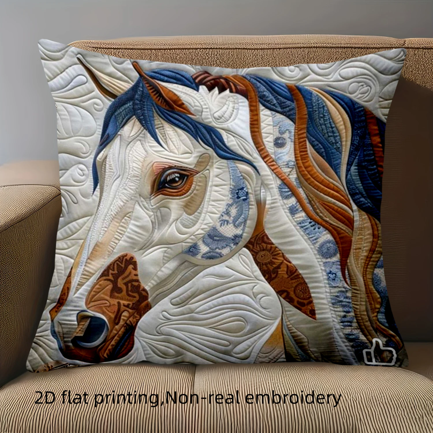 Double Sided Horse Patterned Decorative Throw Pillowcase - 2D Flat Printed Sofa Cushion Cover for Home Decor, 1 Piece, No Fill