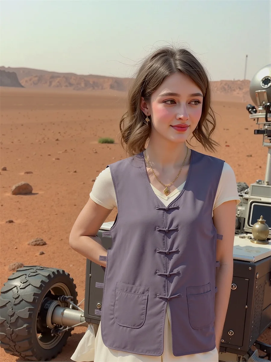 

Женские жилеты для женщин с вырезами на пуговицах, летние свободные простые минималистичные без рукавов, повседневные, современные, модные, в консервативном стиле, для кампуса, для женщин