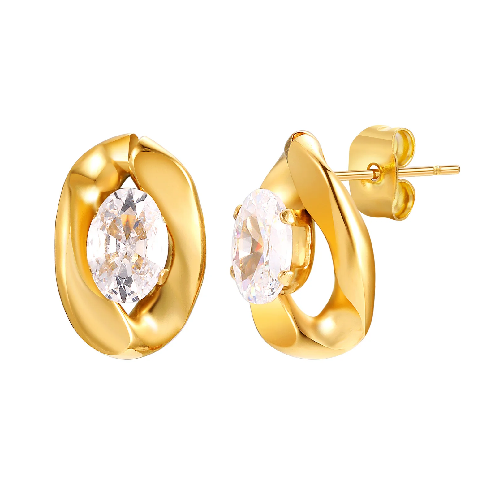 

Oval Cubic Zirconia Stud Earrings, Stainles Steel Hypoallergenic Small Studs for Women,Bridesmaid Gifts for Wedding Day