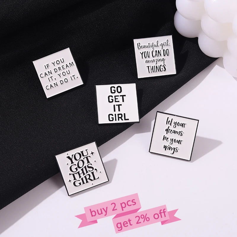 Be Kind Enamel Pins Custom Black White Banner Brooches Lapel Badges Funny Music Quotes Jewelry Gift for Kids Friends