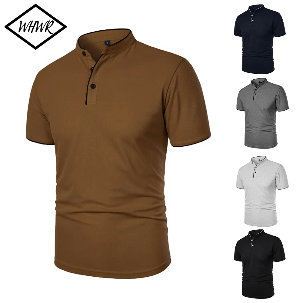 Sommer Herren Kurzarm Poloshirt Einfarbige T-Shirts Streetwear Sport Schnelltrocknend Atmungsaktiv Basic Casual Hemd Oberteile