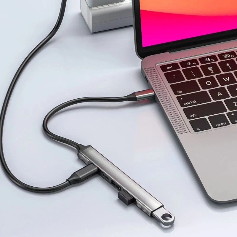 E9LB High Speed Type Hub 5 in 1 Hub with USB 2.0 USB and 60W Power for PC