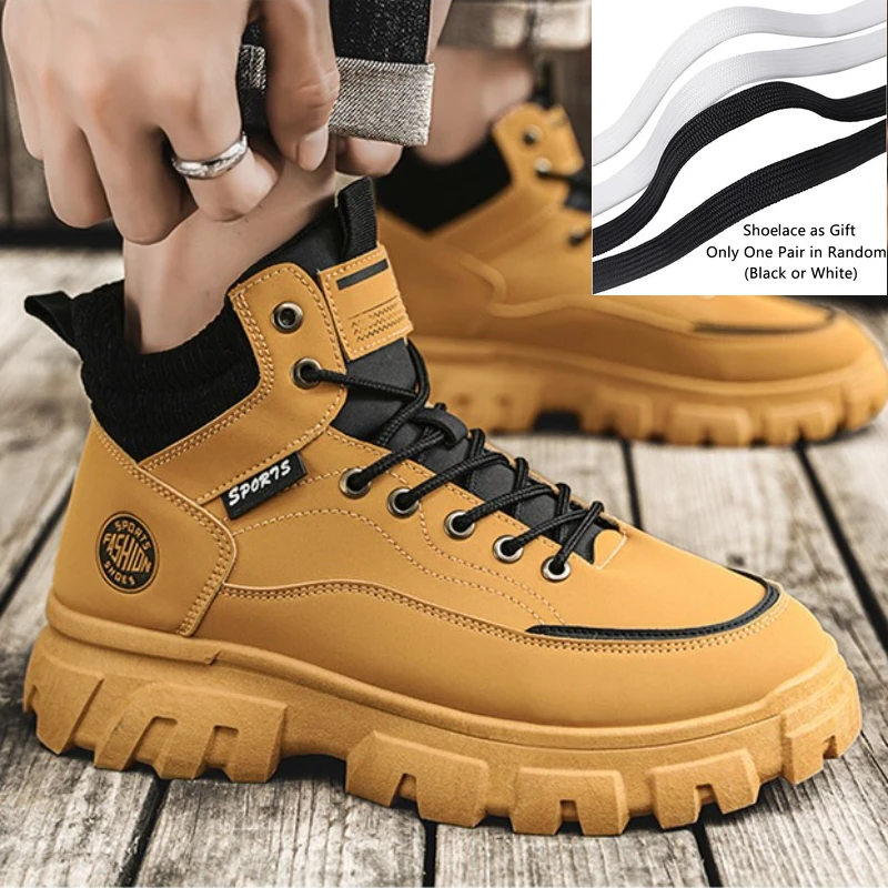 

Мужские ботильоны, модная мужская повседневная обувь, нескользящие прогулочные кроссовки, износостойкие мужские ботинки на платформе, уличная обувь с высоким берцем