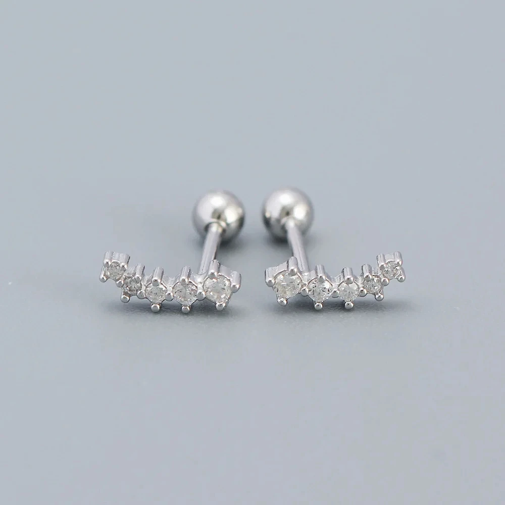 Korean Creative Zirconic Astronaut Piercing Screw Ball Stud Earrings For Women Girls Simple Moon Star Party Jewelry Accessories