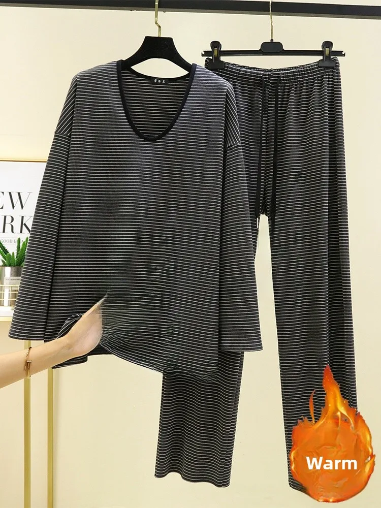 

Комплект пушистой домашней одежды Thiened, женские длинные брюки с v-образным вырезом, длинные брюки для отдыха, домашняя сцена, зимний сезон, повседневная мода