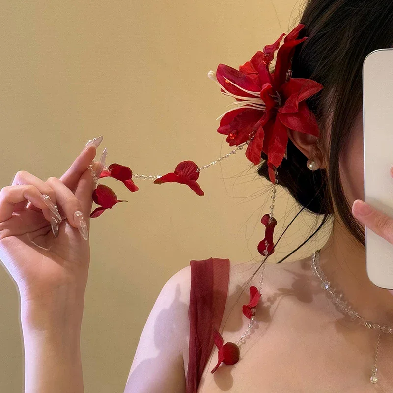ホットセール 花飾りダックビルクリップ 模造花ヘアピン ガラ - Women Accessories Sale のレビューと価格