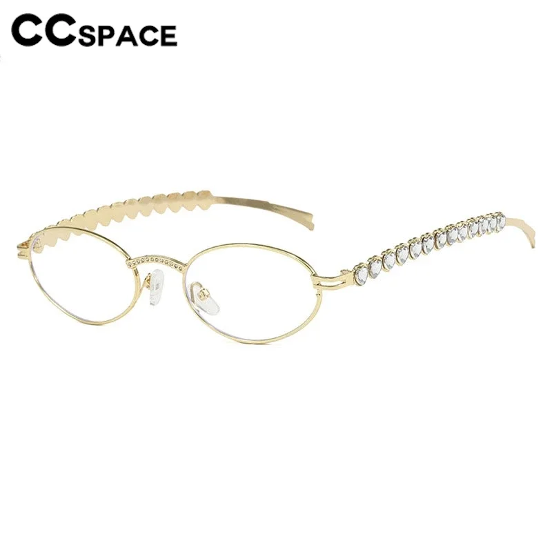 Luxury Diamond Glasses Frame Women Small Size Oval Optical Clear Glasses Female Trending Metal Suneyeglass UV400 #301400