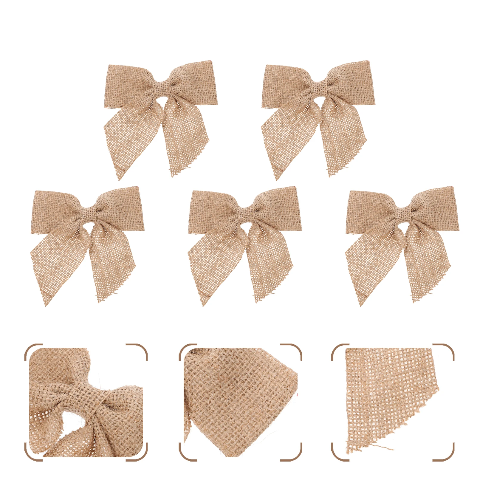 

5pcs Wedding Bow Decorations Handmade Jute Bow Crafts Christmas Party Decorations Festive Wedding Event