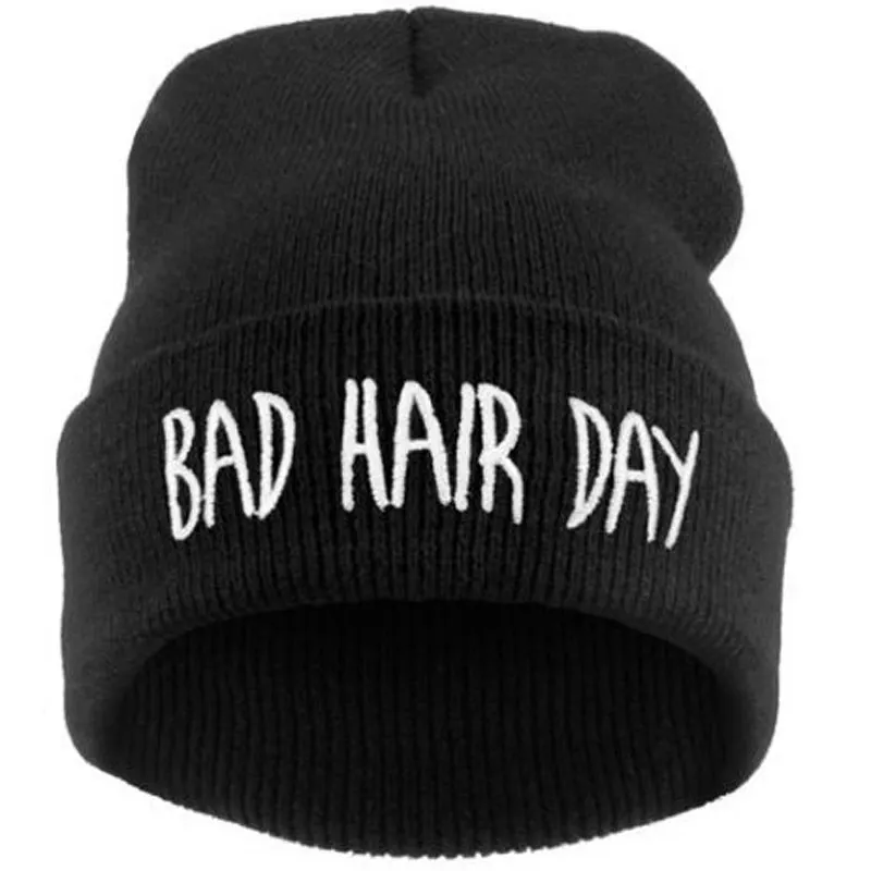 Fall Winter Fashion Bad Hair Day Hiphop Caps Knit Beanie Hat For Women Men Black Gray Blue Pink NEON YELLOW GREEN