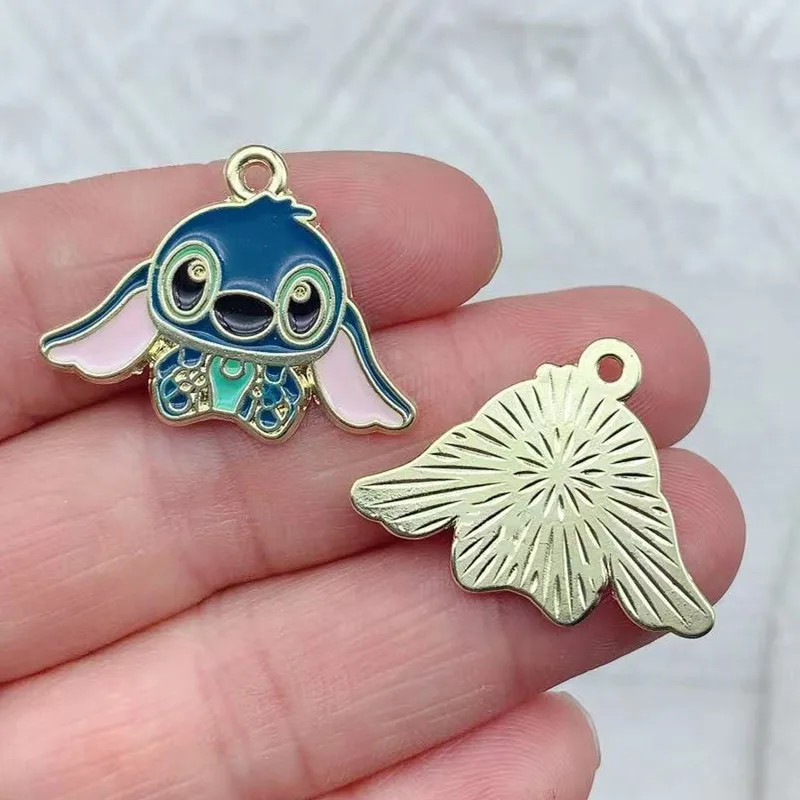 10pcs Disney Stitch Pack Alloy Drops Animal Charm Pendant Necklace Keychain DIY Handmade Keychain Necklace Cute Earring