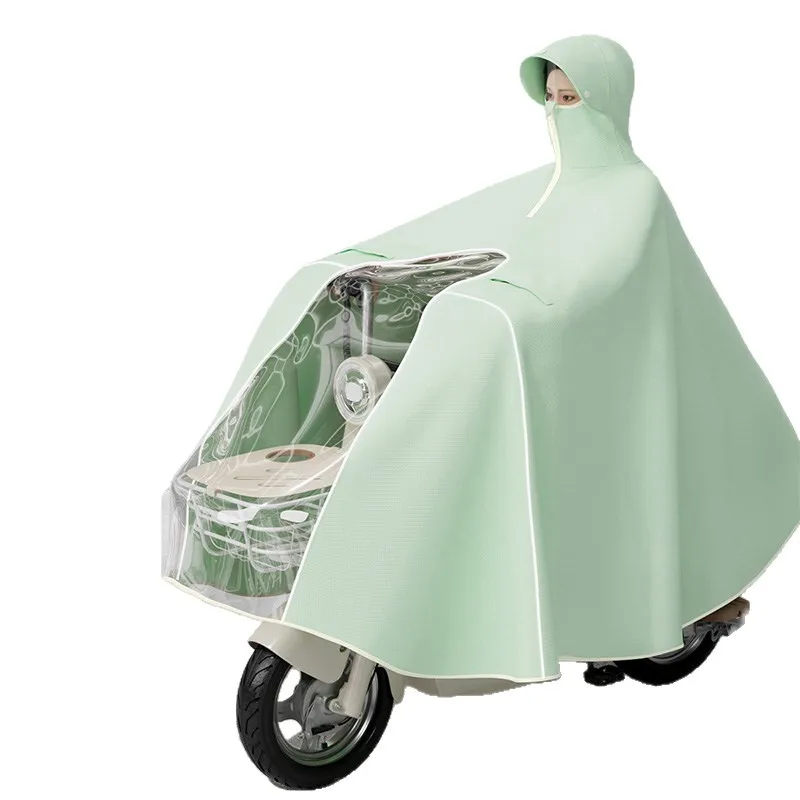 Raincoat electric car long reflective full body thickened rainstorm proof special poncho for riding high collar rainproof cloak