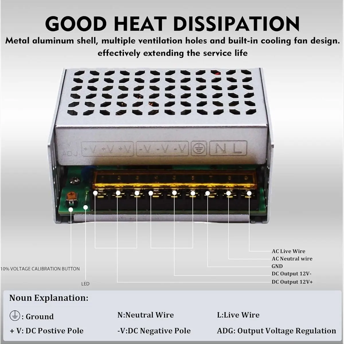 

24V 20A 480W Aluminum Alloy Switching Power Supply -Power Regulated Power Supply, Suitable for LED/Monitoring/Projects