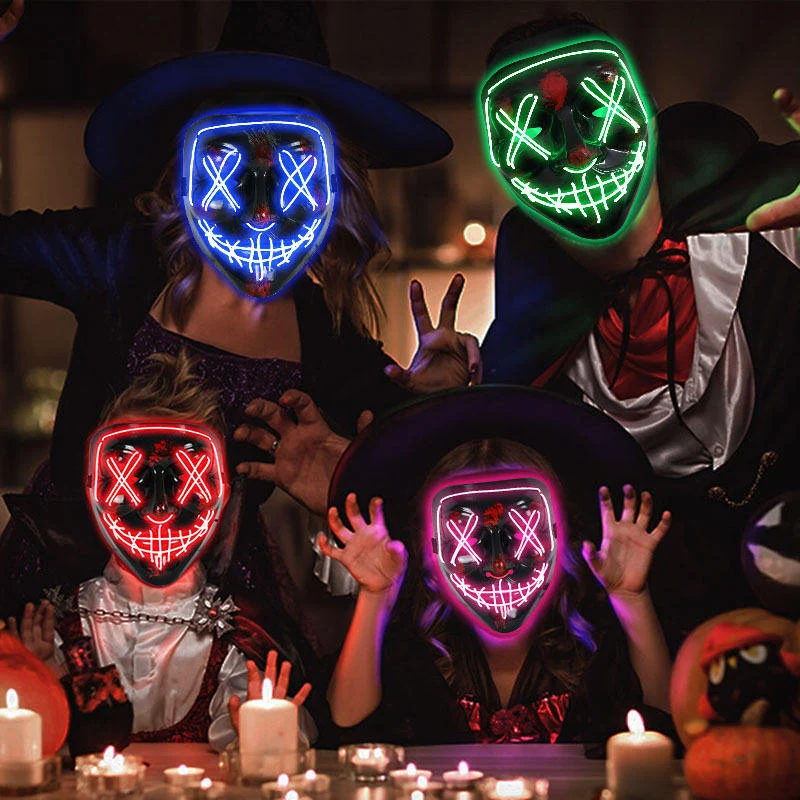 Scary Halloween Cosplay Light up Purge Mask Halloween Masquerade Party LED Face Masks for Men Women Mask Glowing in Dark - view 3