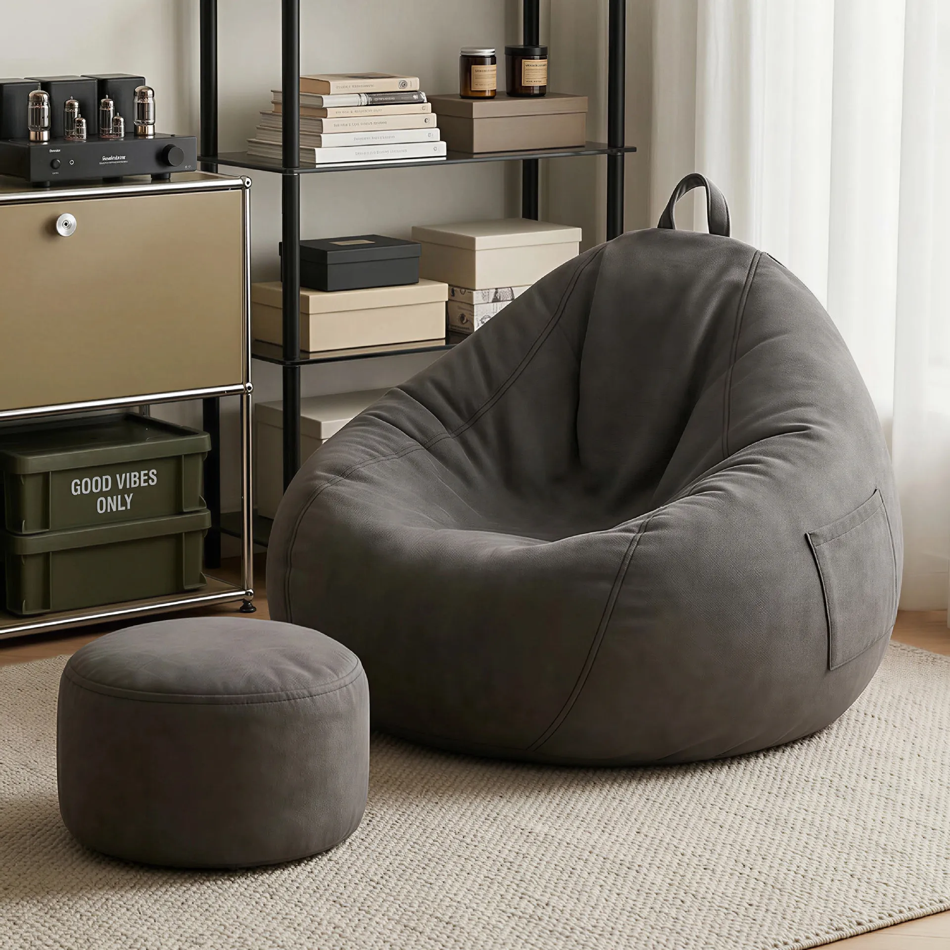 Lazy sofa bean bag can lie down and sleep, living room single sofa, bedroom recliner, balcony bean bag sofa