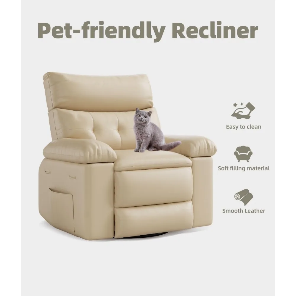 الكبار 360 °   كراسي استرخاء دوارة مع مقاعد كبيرة الحجم وميزات الحرارة والتدليك - خيار هزاز يدوي